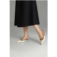 MODISHION Women's Slingback Pointed Closed Toe Heels Pumps Sandals in Beige | Size: 5.5