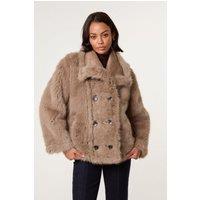 Blue Vanilla Women's Camel Reversible Short Faux Fur Coat | Size: Medium