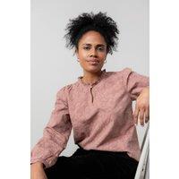 Lily & Me Women's Emily Textured Jacquard Long Sleeve Keyhole Blouse in Dusty Pink | Size: 16