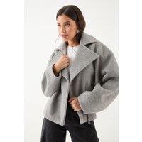 MissPap Women's Oversized Brushed Biker Jacket in Grey | Size: 12