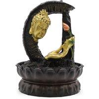 KDMD Tabletop Water Feature - 30cm - Golden Buddha & Lotus in Gold