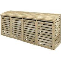 Rowlinsons Quadruple Wheelie Bin Store - Wood - L82 x W306 x H130 cm in Brown