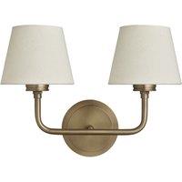 Industville Albany Double Wall Light - Natural Cotton Shades in Metallic Gold | Size: Small