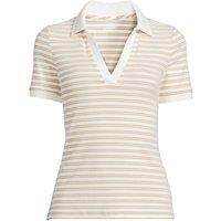 Lands' End Women's Petite Refined Ribbed Polo Shirt in Warm White | Size: 16-18