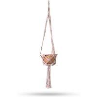 KDMD Macrame Hooped Pot Holder Small - Beige - 16cm Hoop in Brown