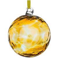 Sienna Glass 10cm Friendship Ball Happy 75th Birthday in Yellow