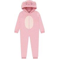 Harry Bear Girl's Bunny Fleece Onesie 3D Ears in Pink | Size: 4-5 Years
