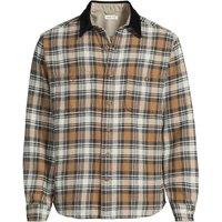 Lands' End Men's Flannel Shirt with Corduroy Collar in Brown | Size: XL