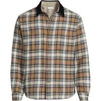 Lands' End Men's Flannel Shirt with Corduroy Collar in Brown | Size: Small