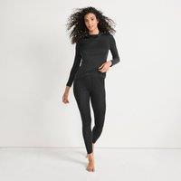 Lands' End Women's Lightweight Silk Interlock Long Johns in Black | Size: 16-18