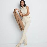 Lands' End Women's Straight Leg Jeans, Mid Rise in Natural | Size: 14-16R