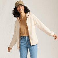 Lands' End Women's Anyweather Water Repellent Hooded Fleece Jacket in Ivory | Size: 14-16