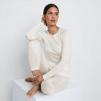 Lands' End Women's Lightweight Silk Interlock Crew Neck Top in Ivory | Size: 20