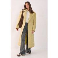 NastyGal Women's Premium Double Breasted Brushed Herringbone Coat in Butter | Size: 12