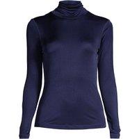 Lands' End Women's Lightweight Silk Interlock Roll Neck Top in Navy | Size: 14-16