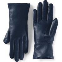 Lands' End Women's Cashmere Lined Touchscreen Leather Gloves in Dark Navy | Size: Large