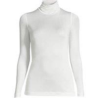 Lands' End Women's Petite Lightweight Silk Interlock Roll Neck Top in Ivory | Size: 8