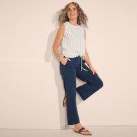 Lands' End Women's Straight Leg Cropped Chinos, Mid Rise in Navy | Size: 10