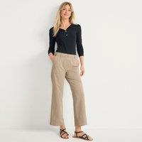 Lands' End Women's Straight Leg Cropped Chinos, Mid Rise in Beige | Size: 14