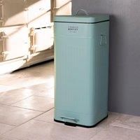 Charles Bentley 30 Litre Steel Square Retro Kitchen Pedal Waste Bin in Green