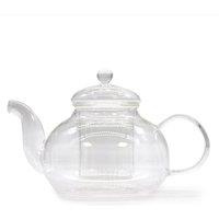 KDMD Glass Infuser Teapot - Round Pearl - 800ml in White
