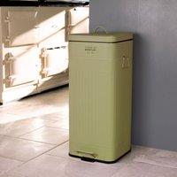 Charles Bentley 30L Square Retro Kitchen Pedal Bin Sage Green