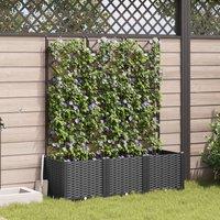 Berkfield Home Garden Planter with Trellis 3 pcs Black 120x40x143 cm | Size: 120 x 40 x 143 cm