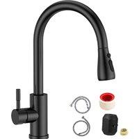 Hinsinc Kitchen Sink Mixer Taps Pull Out Spout Spray Single Lever Tap Black