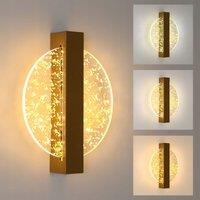 COMELY 12W Indoor Wall Lights, Modern Gold Wall Lights, 3000K/4500K/6500K