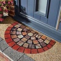 Nicoman Eco-Friendly Elegant Tile Mat Barrier Halfmoon Doormat in Red | Size: 44 cm x 75 cm