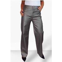 Paulo Due Women's Metallic Coated Wide Leg Jeans in Metallic Silver | Size: 12