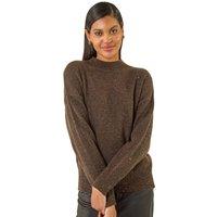 Roman Women's Sequin Crew Neck Knit Jumper in Chocolate | Size: 20