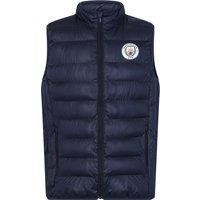 Manchester City FC Men's Adults Padded Gilet Body Warmer in Navy | Size: Medium