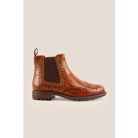 Oswin Hyde Men's Gavin Chelsea Brogue Boots in Tan | Size: 12