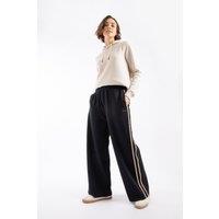 Weird Fish Women's Ivy Jersey Wide Leg Trouser in Black | Size: 18