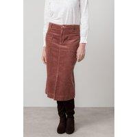 Lily & Me Women's Penrose Stretch Jumbo Cord Midi Length Skirt with Belt loops at waist in Dusty Pink | Size: 10