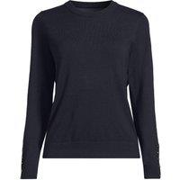 Lands' End Women's Button Cuff Silk Touch Crew Neck Sweater in Navy | Size: 16-18