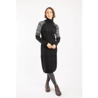 Weird Fish Women's Ezzie Fair Isle Roll Neck Knitted Dress in Black | Size: 20