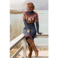 Weird Fish Women's Vondra Knitted Jumper Dress in Navy | Size: 20