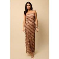 Little Mistress Women's Embellished Bandeau Maxi Dress in Tan | Size: 18