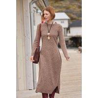 Weird Fish Women's Hawkins Knitted Midi Dress in Light Brown | Size: 22
