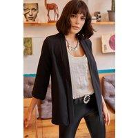 HOXTON GAL Women's Regular Fit Satin Shawl Collar Blazer Jacket with 3/4 Sleeve in Black | Size: Small