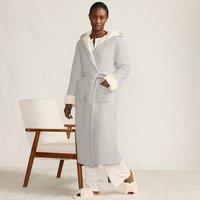 Lands' End Women's Petite Waffle Snit Borg Fleece Dressing Gown in Grey | Size: 10-12