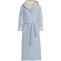 Lands' End Women's Petite Waffle Snit Borg Fleece Dressing Gown in Blue | Size: 20