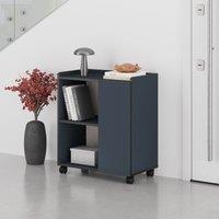 Decortie 'Zeo' Modern Mobile Sideboard Cabinet Wheels 70x40x80cm in Dark Blue | Size: 1 Pack