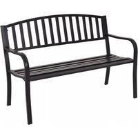 Costway Steel Garden Bench Outdoor Patio Loveseat Bench with High Backrest in Black