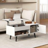 Costway Modern Lift Top Coffee Table Pull up Coffee Table w/ Storage in White