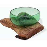 KDMD Beer Bottles - Large Wide Bowl on Wood in Brown