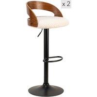 Nordlys Set of 2 Industrial Metal Wood Bar Stools in White