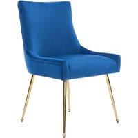 Life Interiors Single Viviana Velvet Dining Chair with Gold Legs & Ring Handle in Blue